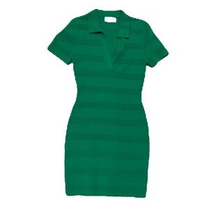 Seven Wonders Mini Kelly Green Collared Bodycon Dress XS